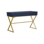 Navy and Gold 2-Drawer Wood Desk