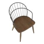 Dark Walnut Wood Spindle Dining Chairs, Set of 2