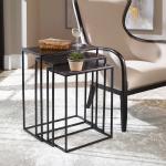 Bronze & Black Metal Nesting Side Tables, Set of 3