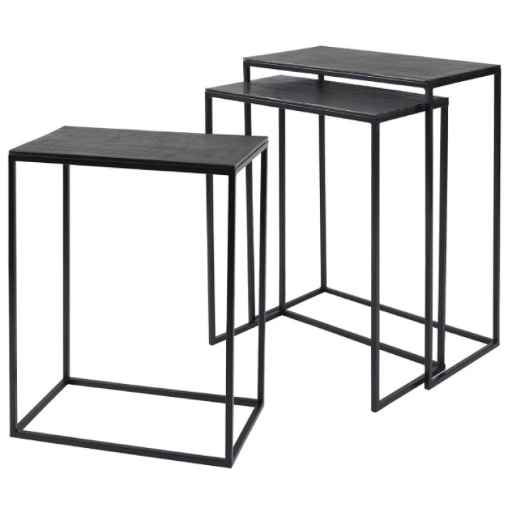 Bronze & Black Metal Nesting Side Tables, Set of 3