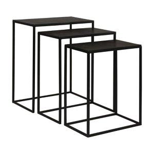 Bronze & Black Metal Nesting Side Tables, Set of 3
