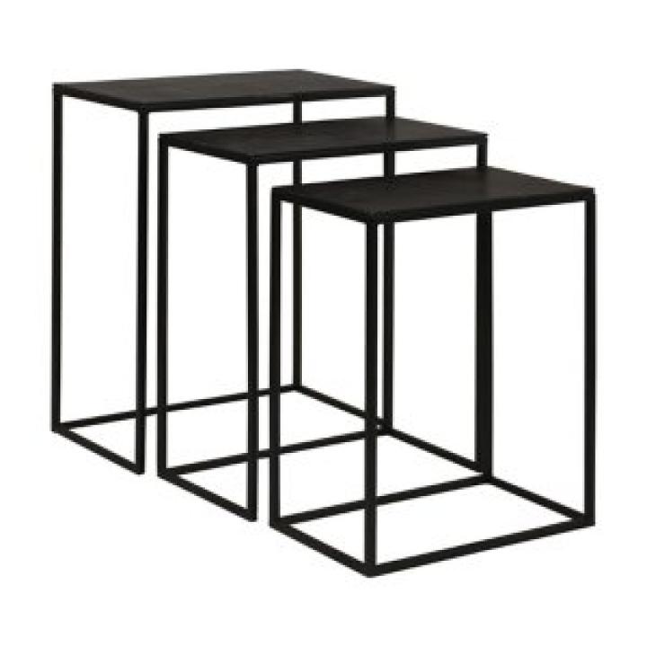 Bronze & Black Metal Nesting Side Tables, Set of 3