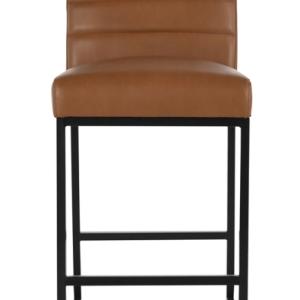 Brown Faux Leather Armless Counter Stool