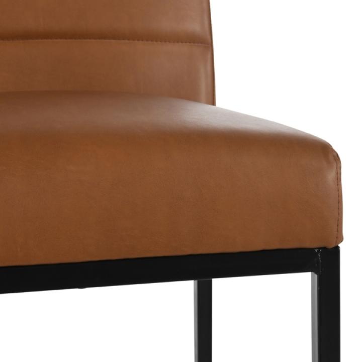 Brown Faux Leather Armless Counter Stool
