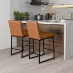 Brown Faux Leather Armless Counter Stool