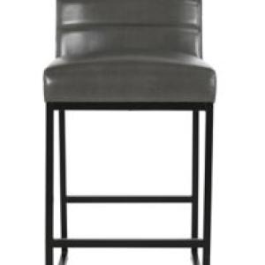Gray Faux Leather Armless Counter Stool