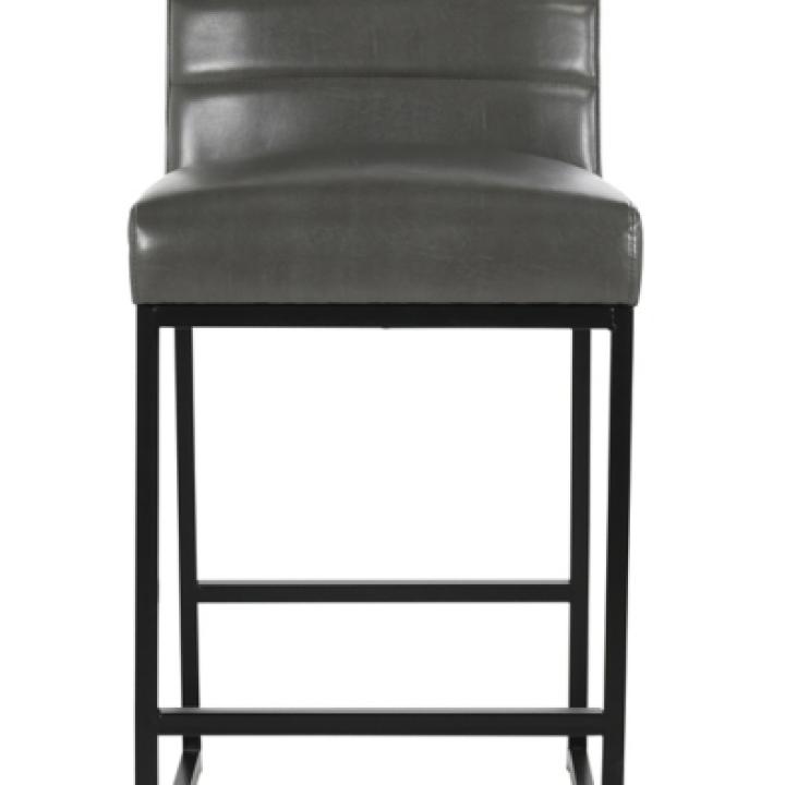 Gray Faux Leather Armless Counter Stool