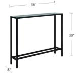 Black Metal Mirrored Top Slim Console Table