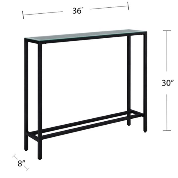 Black Metal Mirrored Top Slim Console Table