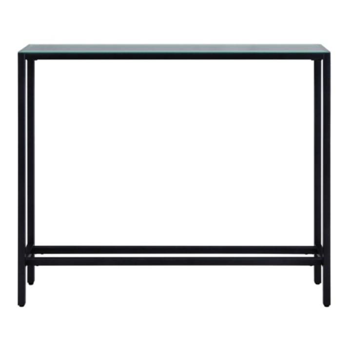 Black Metal Mirrored Top Slim Console Table