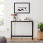 Black Metal Mirrored Top Slim Console Table