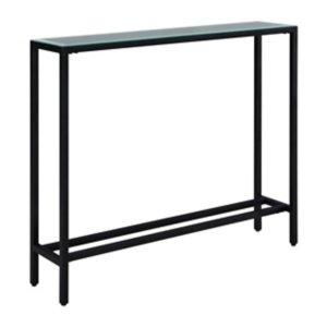 Black Metal Mirrored Top Slim Console Table