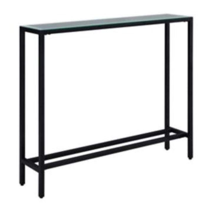 Black Metal Mirrored Top Slim Console Table
