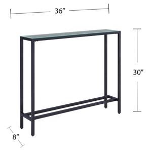 Gray Metal Mirrored Top Slim Console Table