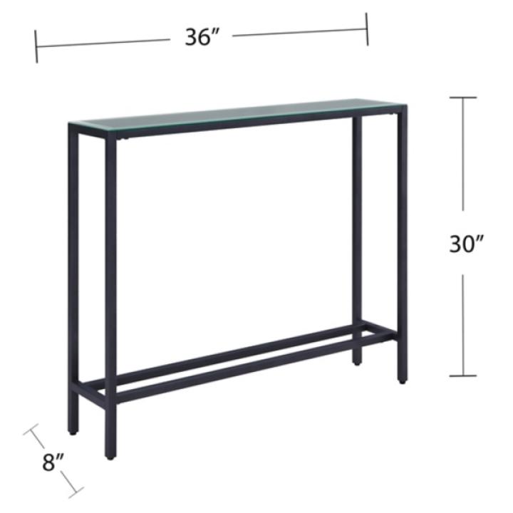 Gray Metal Mirrored Top Slim Console Table