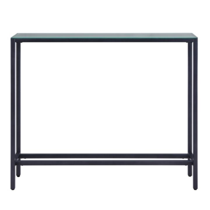 Gray Metal Mirrored Top Slim Console Table