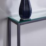Gray Metal Mirrored Top Slim Console Table