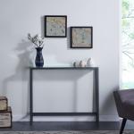 Gray Metal Mirrored Top Slim Console Table