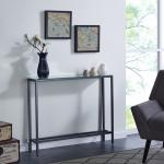 Gray Metal Mirrored Top Slim Console Table