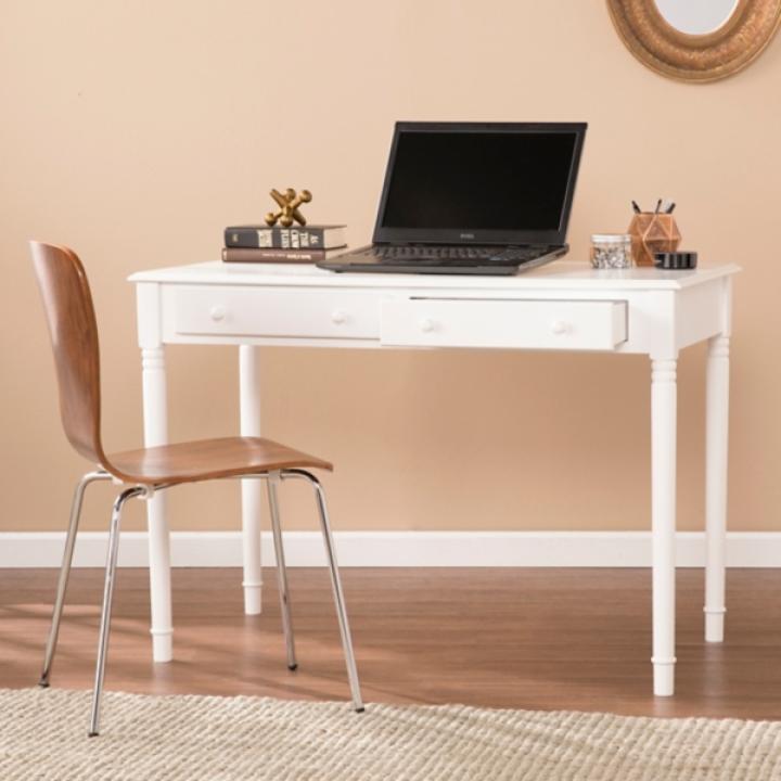 White Classic 2-Drawer Wood Desk