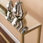 Long Gold Metal Mirrored Top Console Table