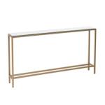 Long Gold Metal Mirrored Top Console Table