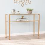Gold Metal and Tempered Glass Console Table