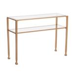 Gold Metal and Tempered Glass Console Table
