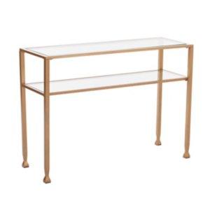 Gold Metal and Tempered Glass Console Table