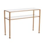 Gold Metal and Tempered Glass Console Table