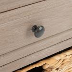 Whitewashed Brown Wood Side Table with Baskets