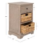 Whitewashed Brown Wood Side Table with Baskets