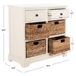 White Wood Woven Baskets Cabinet