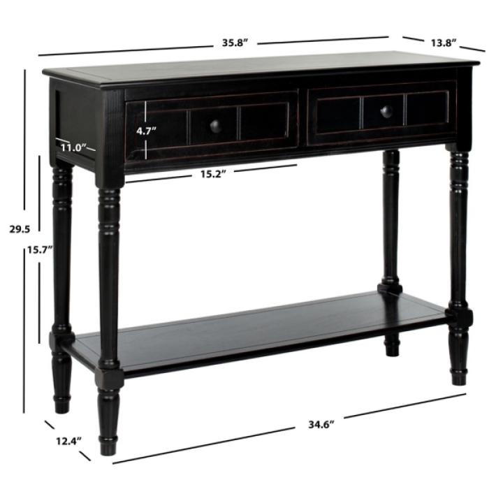 Distressed Black Wood 2-Drawer Console Table