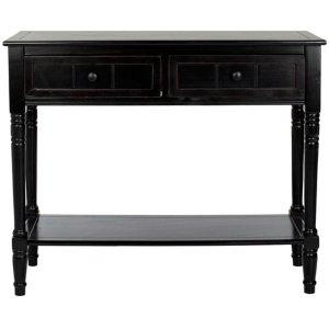 Distressed Black Wood 2-Drawer Console Table