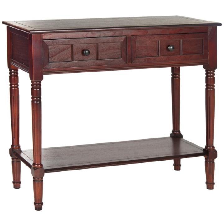 Distressed Brown Wood 2-Drawer Console Table