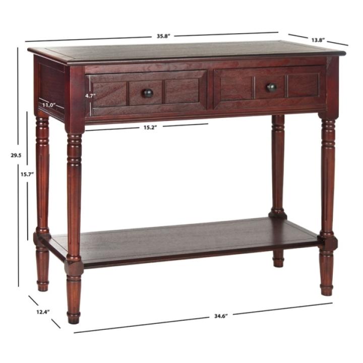 Distressed Brown Wood 2-Drawer Console Table
