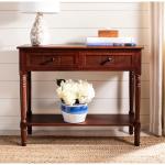 Distressed Brown Wood 2-Drawer Console Table