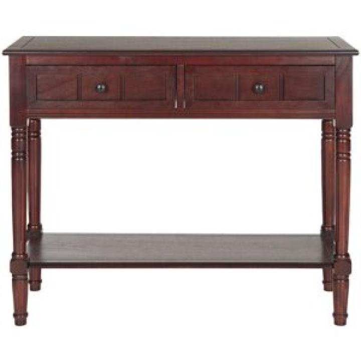 Distressed Brown Wood 2-Drawer Console Table