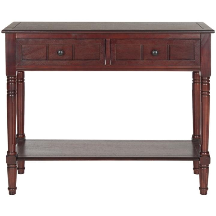Distressed Brown Wood 2-Drawer Console Table