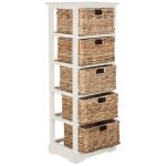 White Wood 5-Tier Basket Storage Shelf
