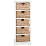 White Wood 5-Tier Basket Storage Shelf