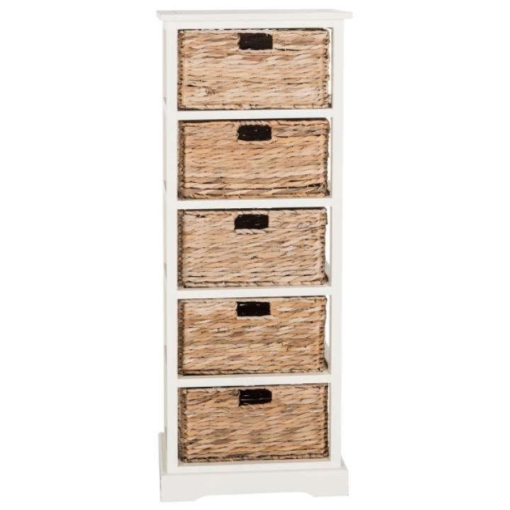 White Wood 5-Tier Basket Storage Shelf