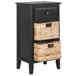 Black Wood Side Table with Baskets