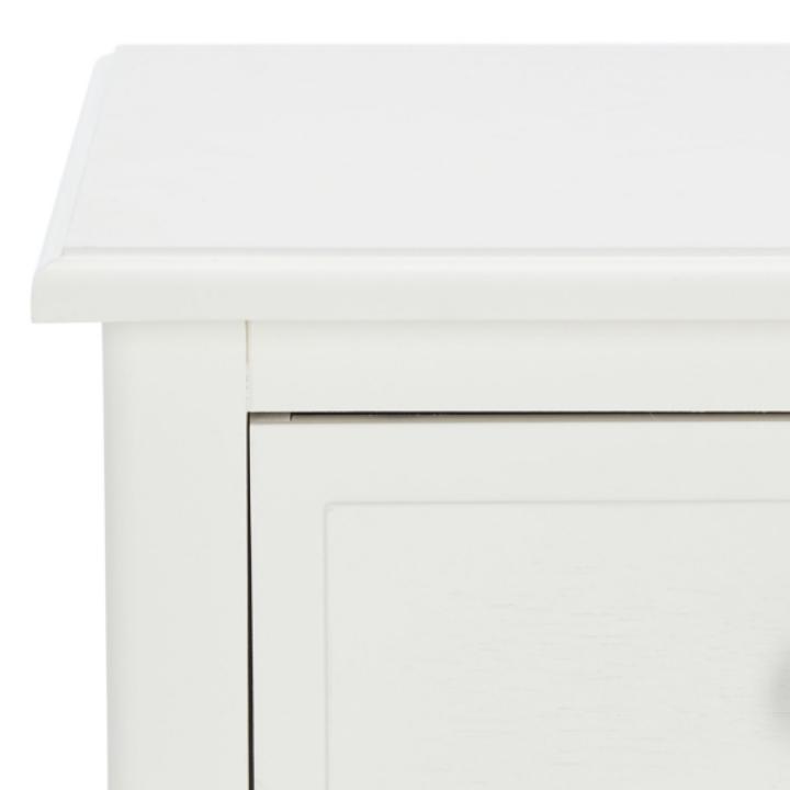 White Wood Side Table with Baskets