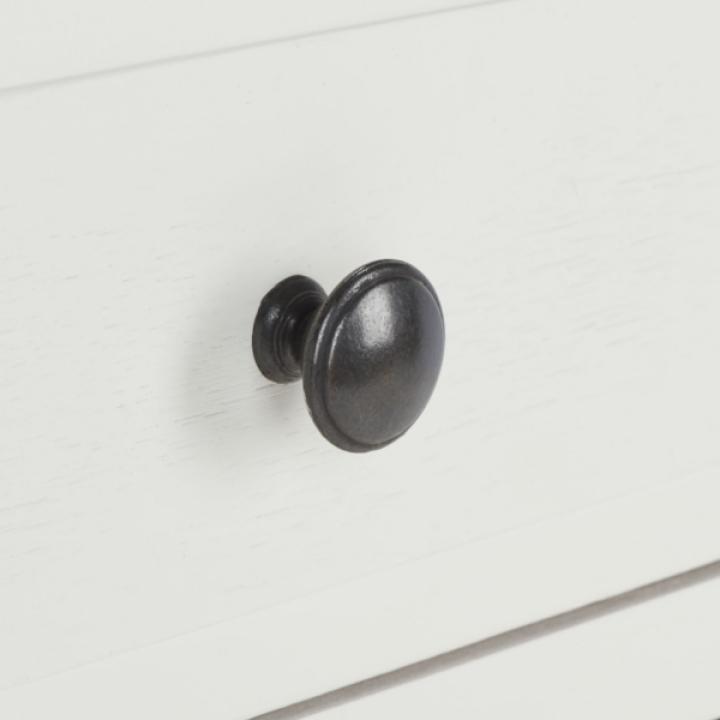 White Wood Side Table with Baskets