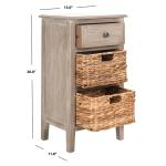 Gray Wood Side Table with Baskets