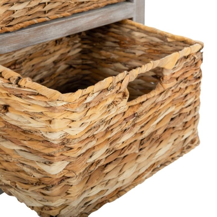 Gray Wood Side Table with Baskets