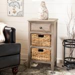 Gray Wood Side Table with Baskets