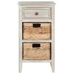 Gray Wood Side Table with Baskets